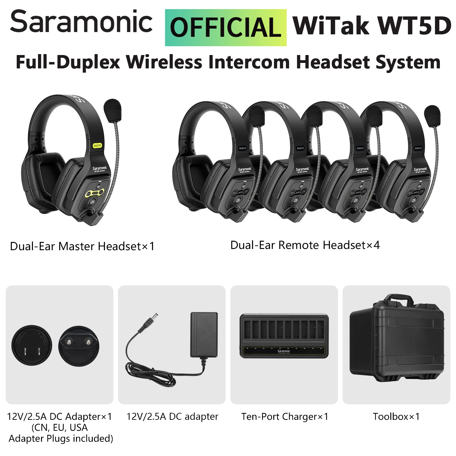 

Saramonic Witalk WT5D Full-Duplex Communication Wireless Intercom Headset System for Drone Shooting TV Film Production Teamwork