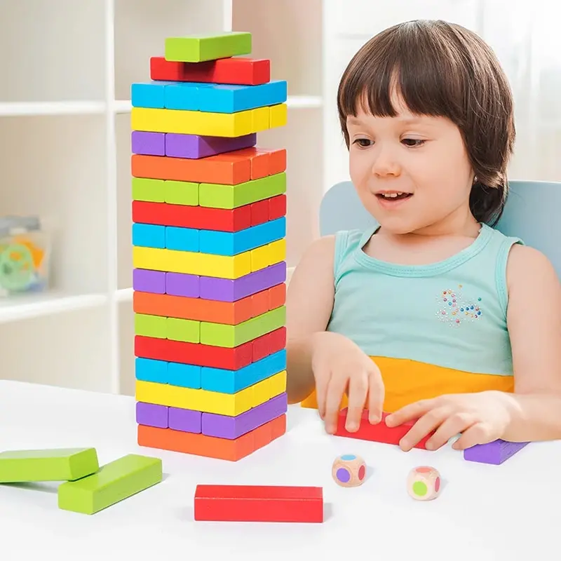 48pcs Block Stacking Toys Early Education Balance Play Game Develop Hand Eye Coordination Traditional Stacking Game Best Gifts