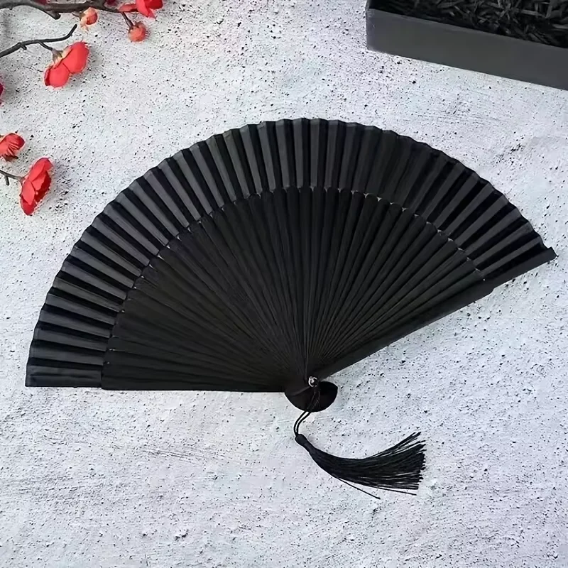 

1PCS Chinese Black Folding Fans Bamboo Hand Fan Dance Wedding Party Favor Spanish Fan Hand Fans For Women Gift Japanese Fan