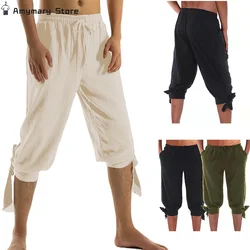 Neue Piraten hose Erwachsene Renaissance mittelalter liche Wikinger elastische Taille Kordel zug lĂ€ssige Shorts Steampunk Herren hose Cosplay KostĂŒm