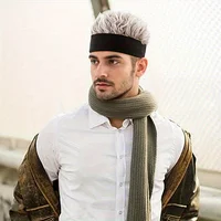 Men&apos Hip-Hop Faux Hair Beanie Hat - Black Knit-Style Skull Cap with -Like Synthetic Hair, Wig-like Accessory for Casual Wear 5