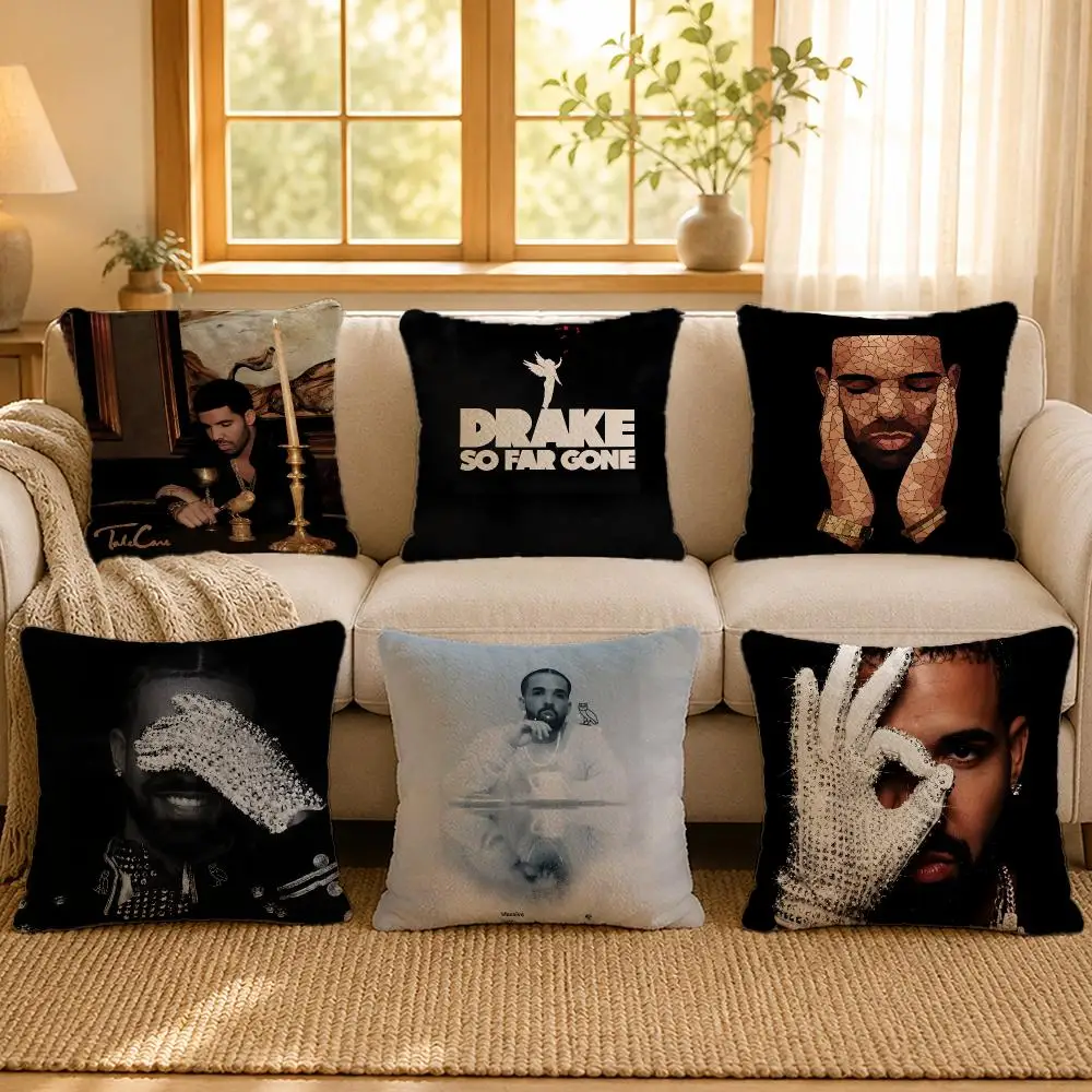 Rapper Drake Hip Hop Music Cushion Cover Personalized Short Plush Cushion Cover Sofa Pillowcase Bedroom Home Decor Gift