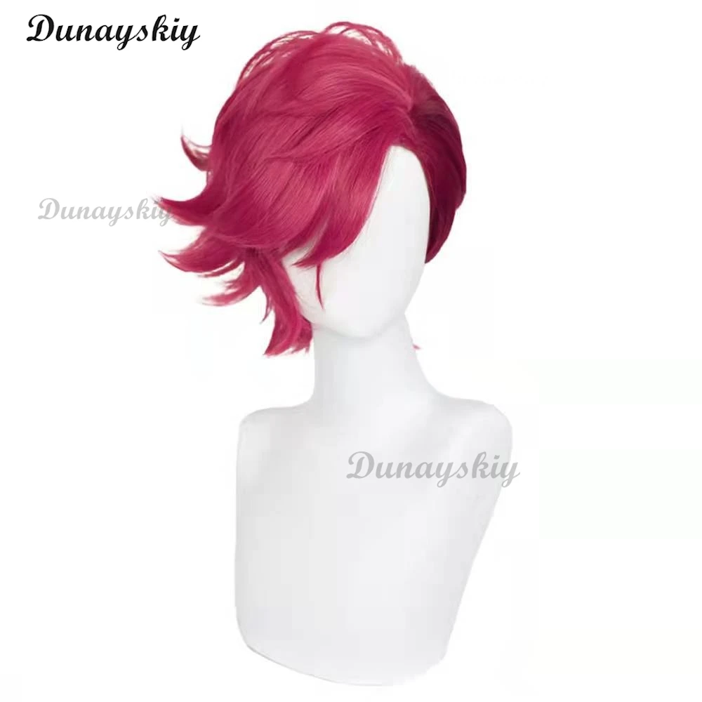 게임 아르칸 시즌 2 비 진크스 코스프레 가발 비 30cm 검정색과 빨간색 여성 남성 할로윈 카니발 파티 가발 맞춤 제작