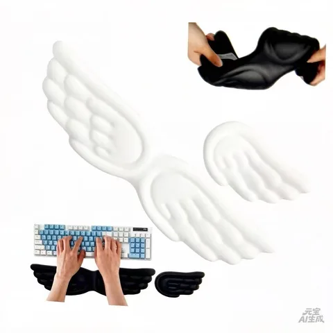 Keyboard Mouse Wrist Rest Angel Wing Memory Foam Mouse Pad Set Wrist…
