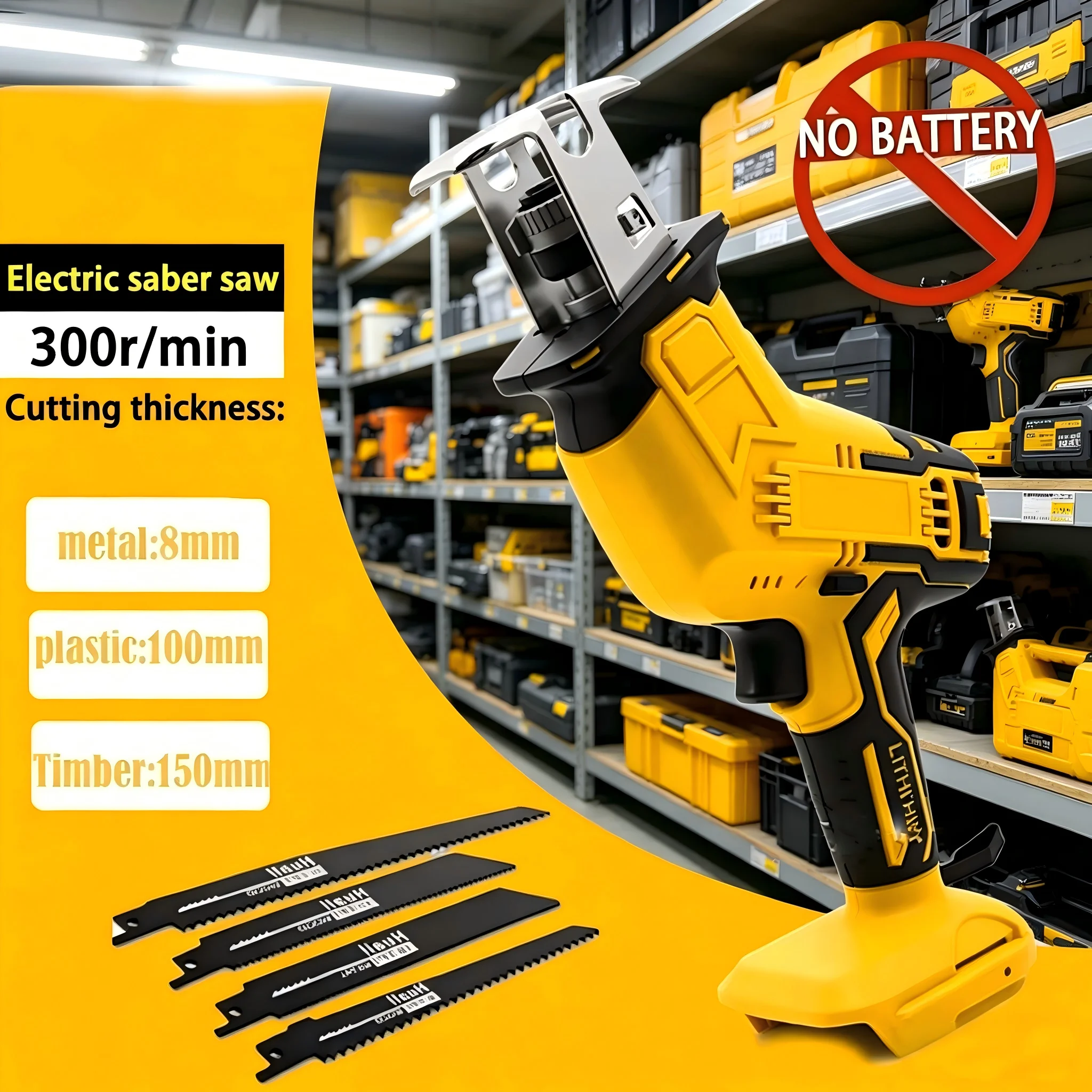 18V Battery Electric Cutting Saber Saw Wood Metal Pipe Cutting Power Tools Cordless Reciprocating Saw For Makita（No Battery）
