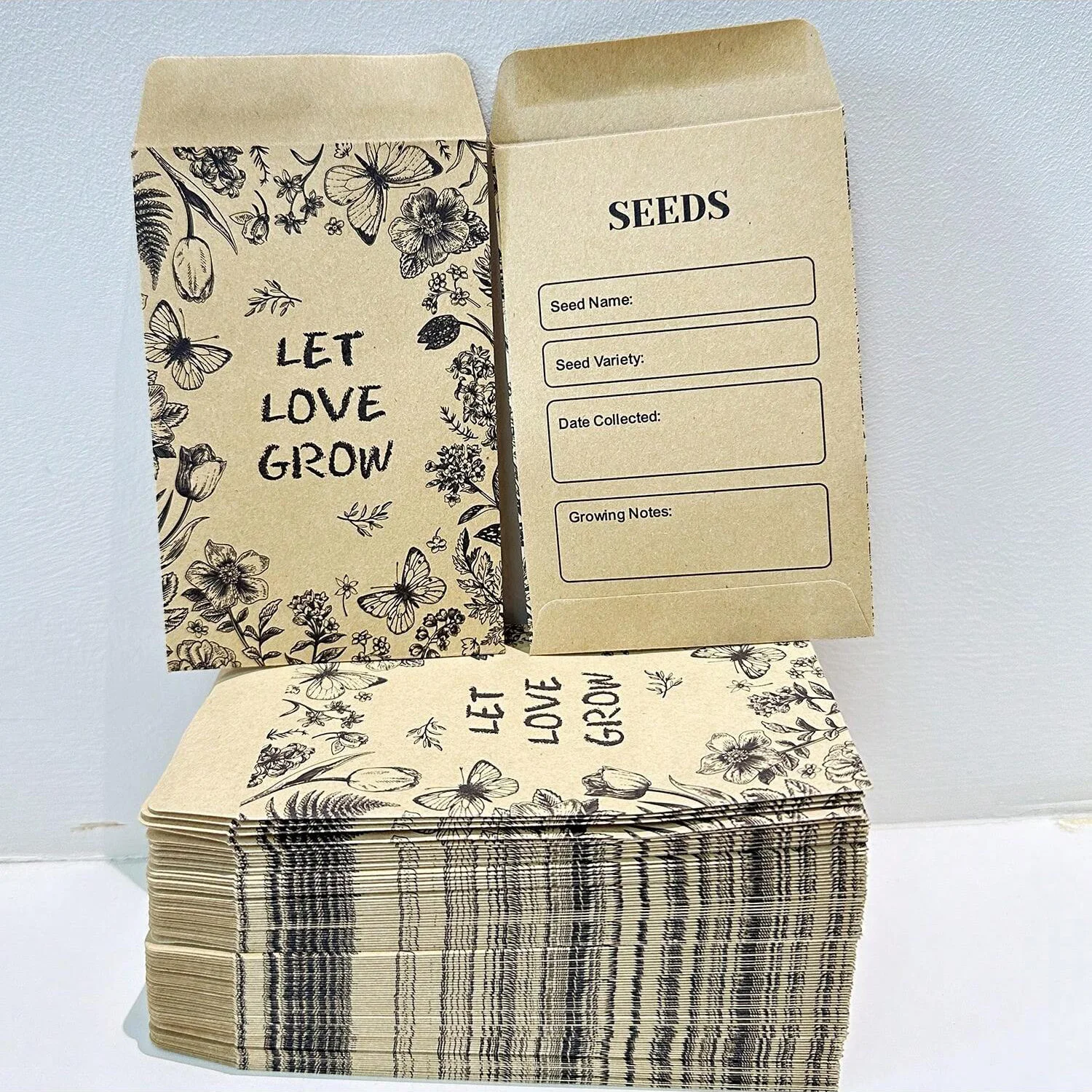 10/100/200 قطعة مغلفات البذور السائبة 3.15x4.72 في عبوات البذور المغلفات ذاتية اللصق ورقة كبيرة عملة المغلفات البذور القابلة للإغلاق