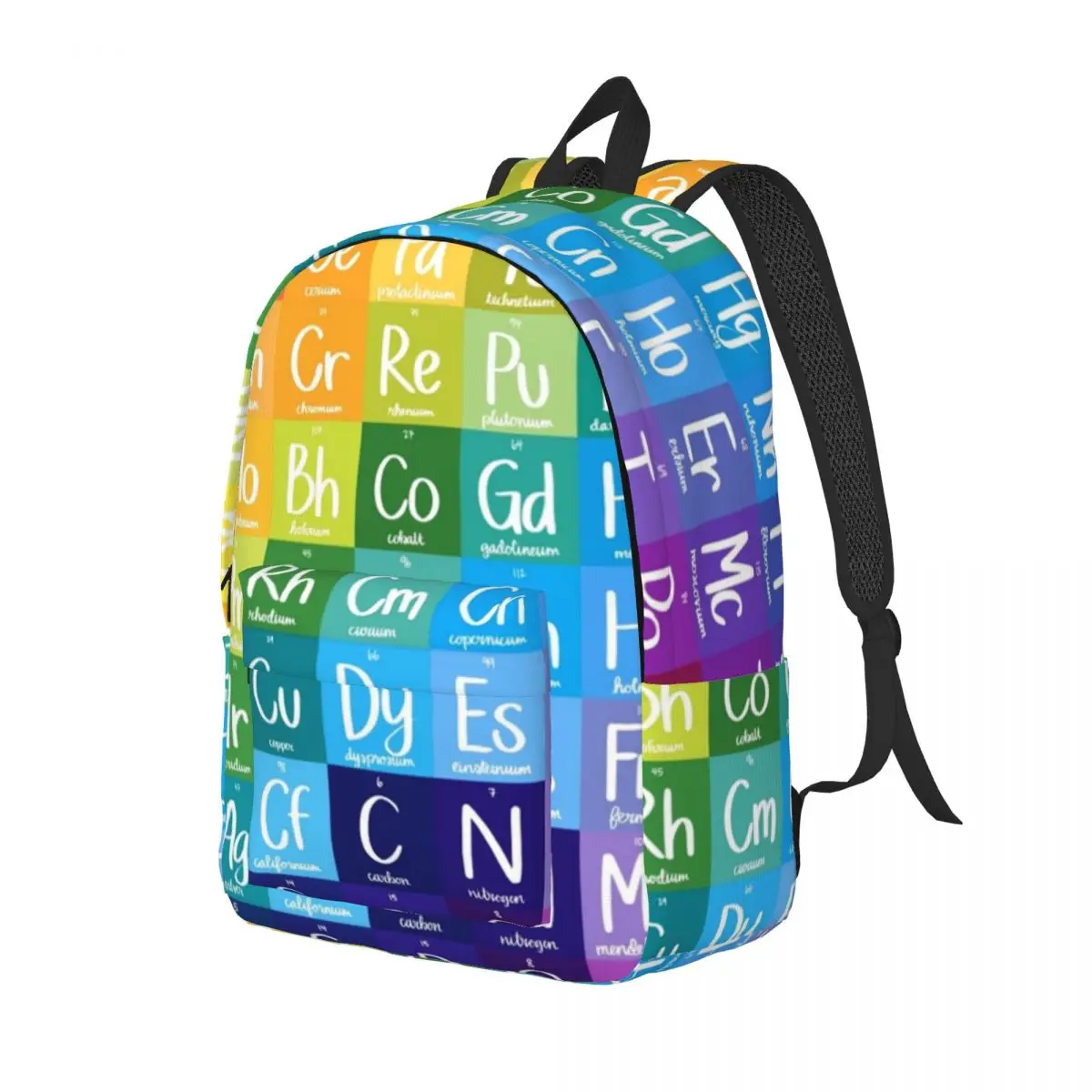 Mochila De química con gradiente de arcoíris, tabla periódica de elementos para preescolar, escuela primaria, estudiante, mochila de día para niño y niña