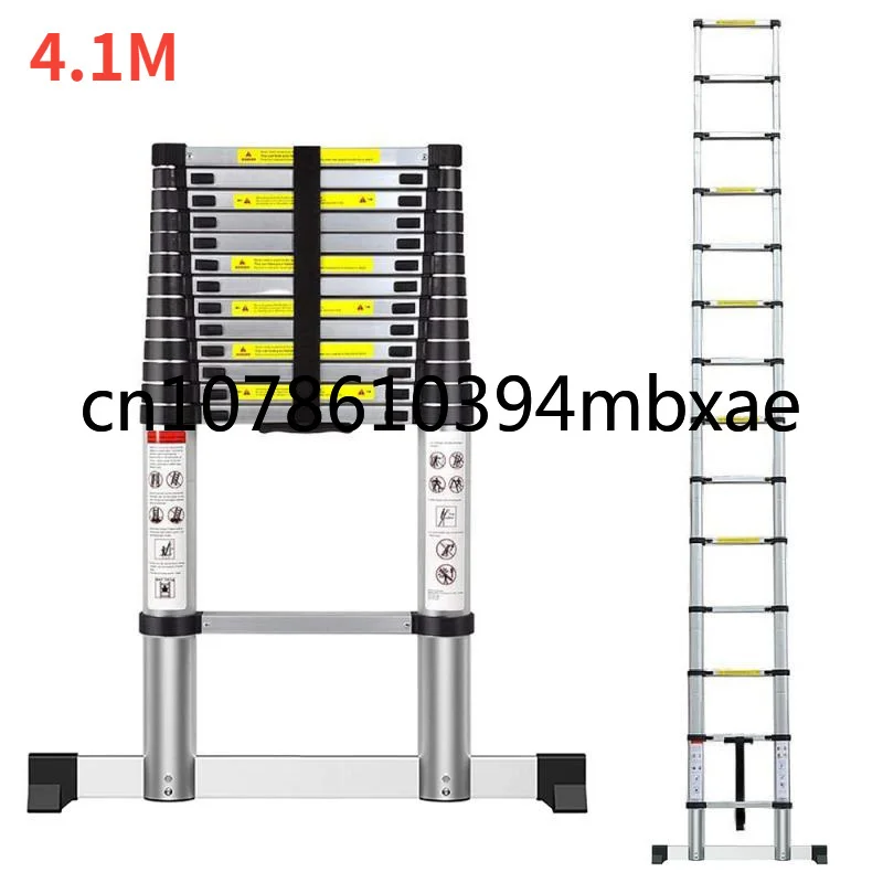 New 4.1m Stable Foldable Telescopic Aluminum Ladder Multi Purpose Industrial Herringbone Telescopic Straight Ladder Step