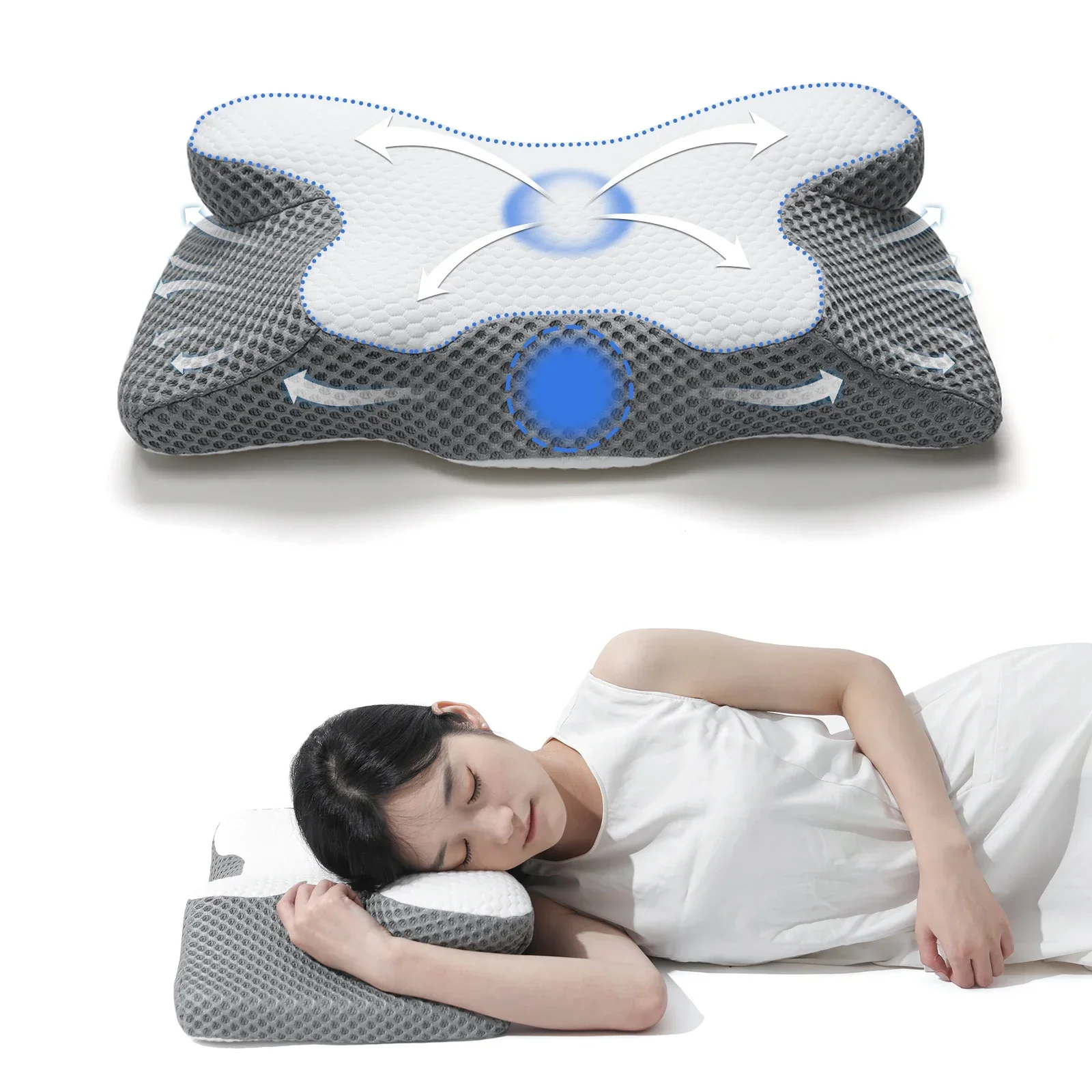 

Pulatree Ergonomic Cervical Pillow For Sleeping Orthopedic Support Pillows Odorless Contour Neck Pain Memory Foam Pillow