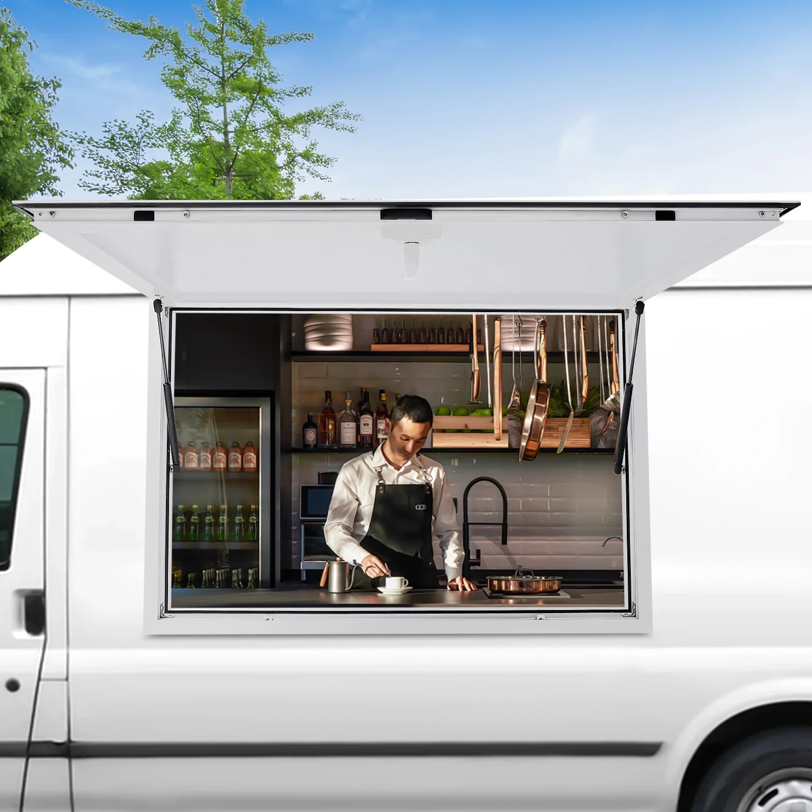 48×32 Inch Concession Stand Serving Window Rectangular Food Truck Service Window Waterproof Concession Window for Food Truck