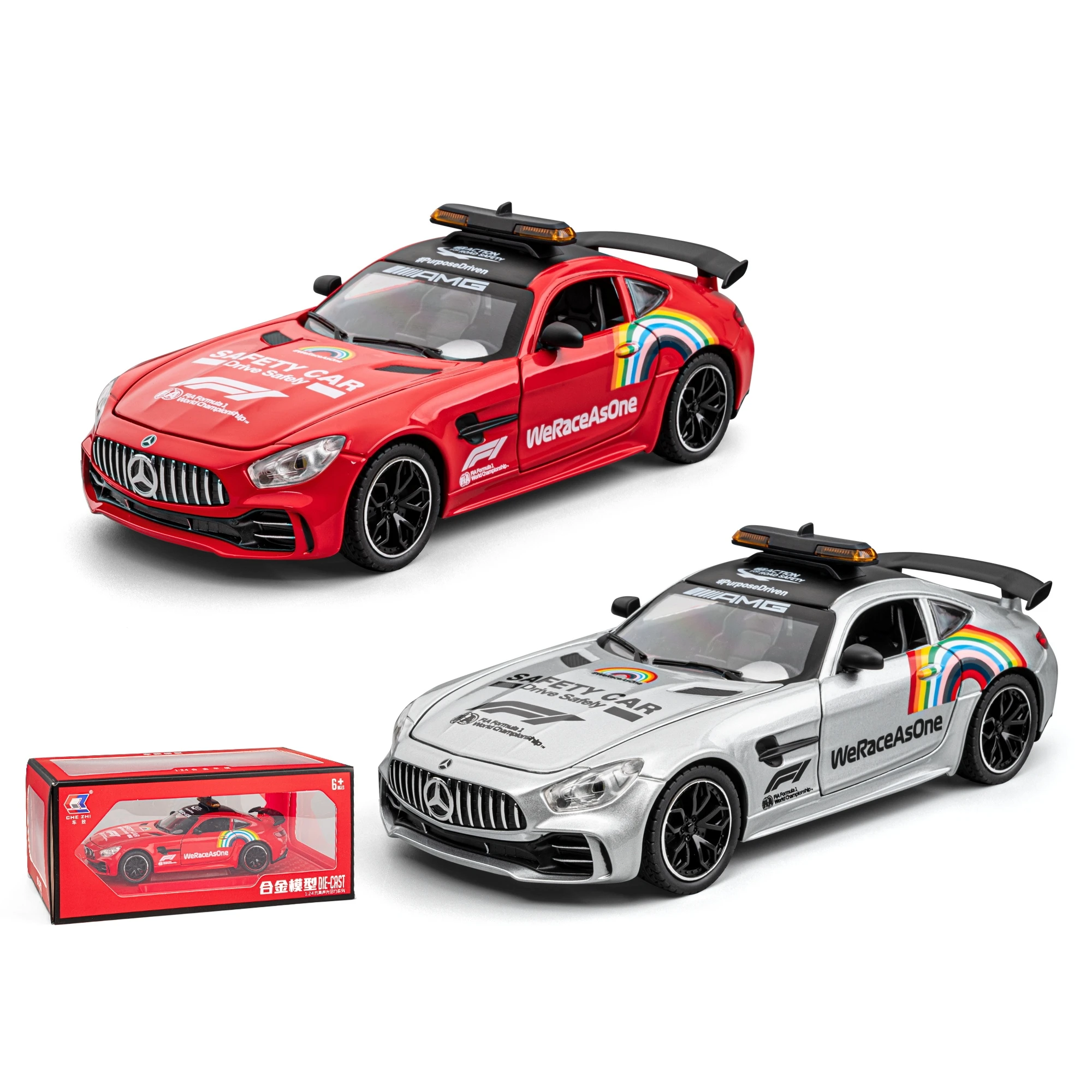 

1/24 Mercedes-AMG GTR Safety Car 2020 We Race As One Diecast Metal Toy Car Miniature Vehicle Model Collection Gift For Boy Kids