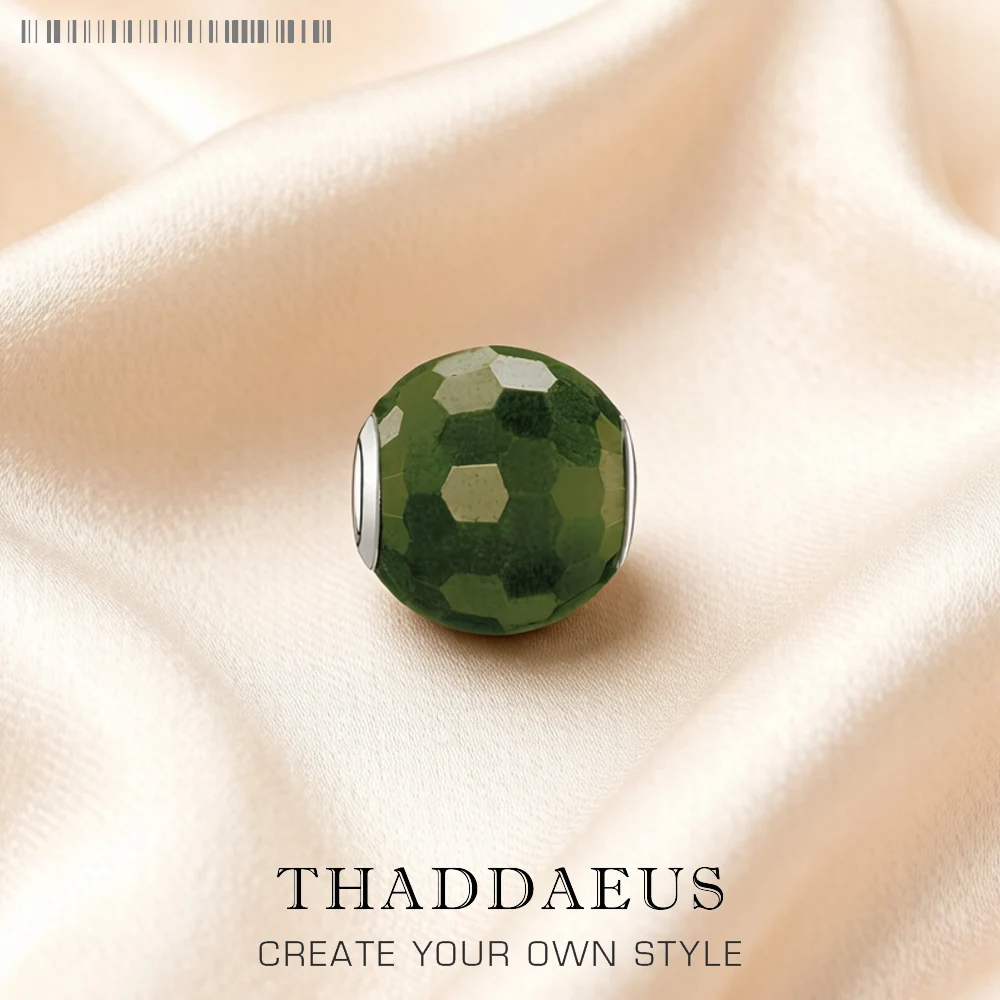 Beads Charms Green Facted 925 Sterling Silver Jewelry Accessories Trendy Gift For Women & Men