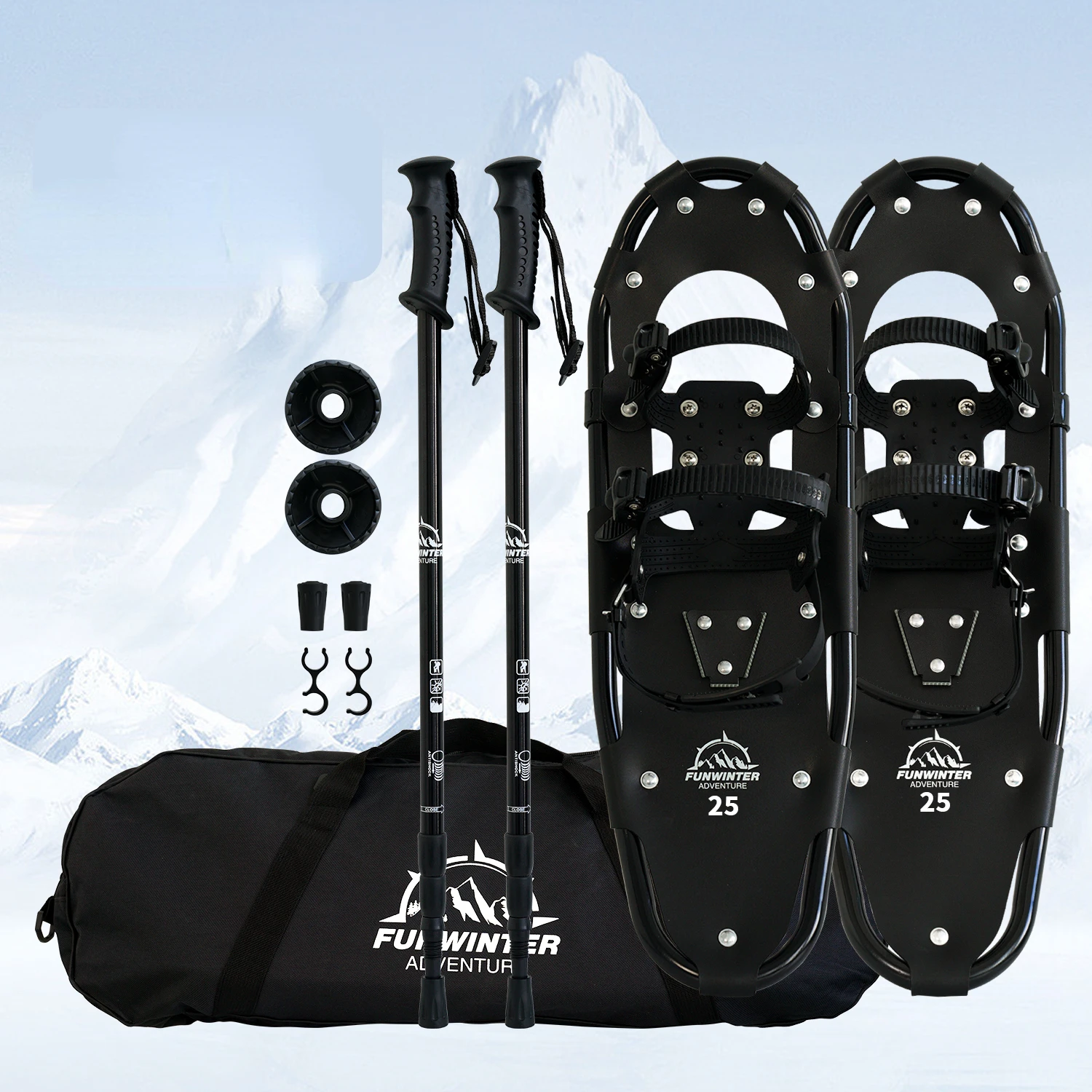 

19" 21" 25'' 30" Snowshoes Aluminum Snowshoeing Funwinter Winter Snow Snowshoe Ski Set