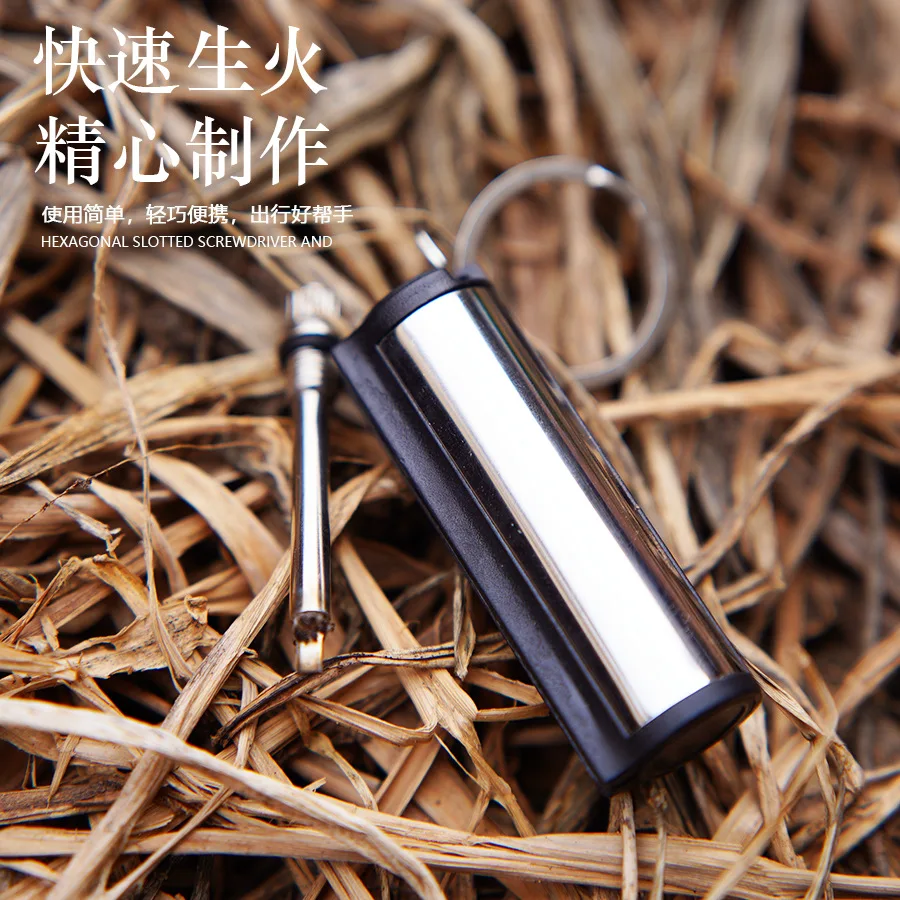 Multifunction Keychain 10000 Matche Waterproof Outdoor Ignition Safety Stick Stainless Steel Lighter Men\'s Cigarette Accessories