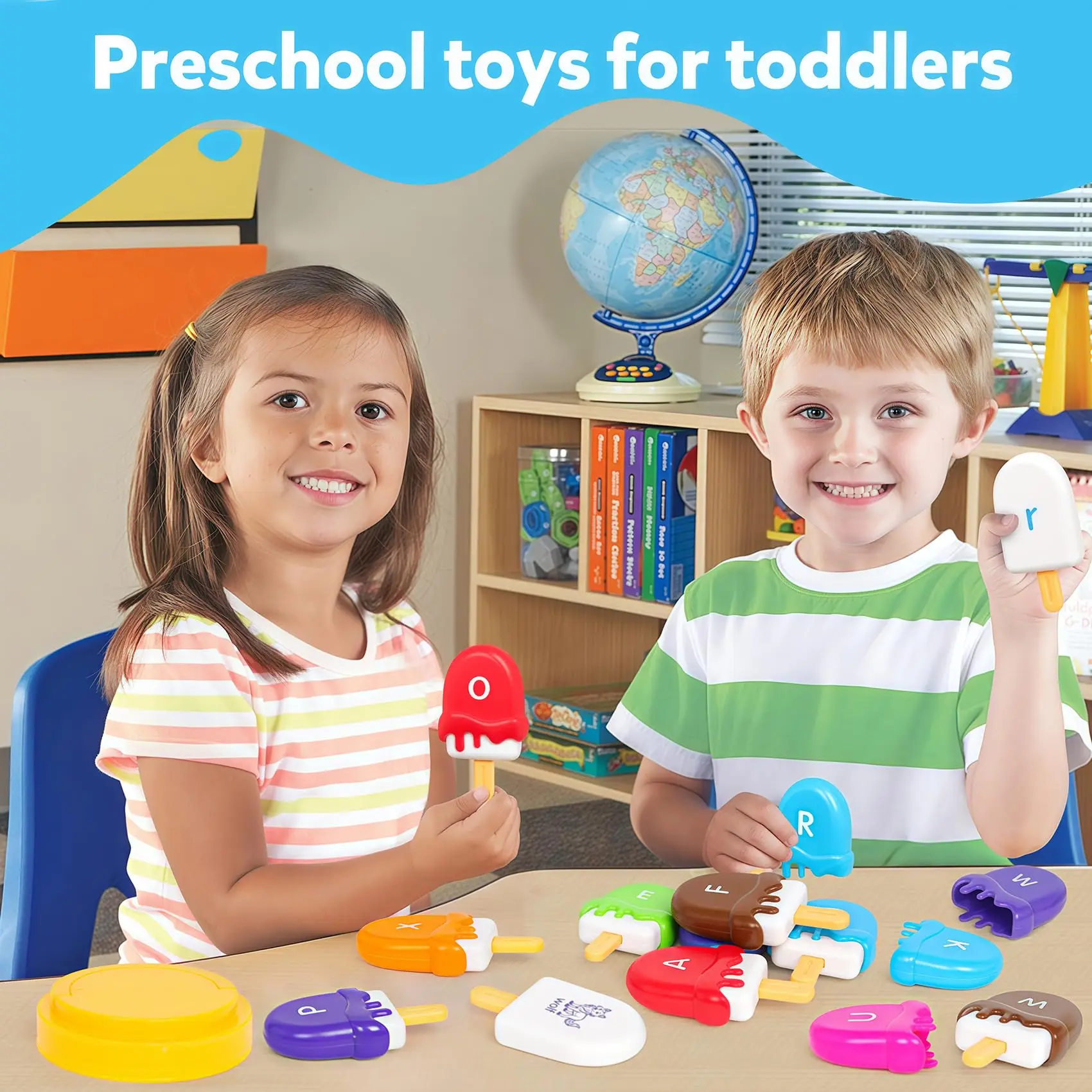 ألعاب تعلم الحروف الأبجدية الآيس كريم المطابقة، مجموعة ألعاب عد الحيوانات وفرز الألوان لأنشطة التعلم لمرحلة ما قبل المدرسة #6