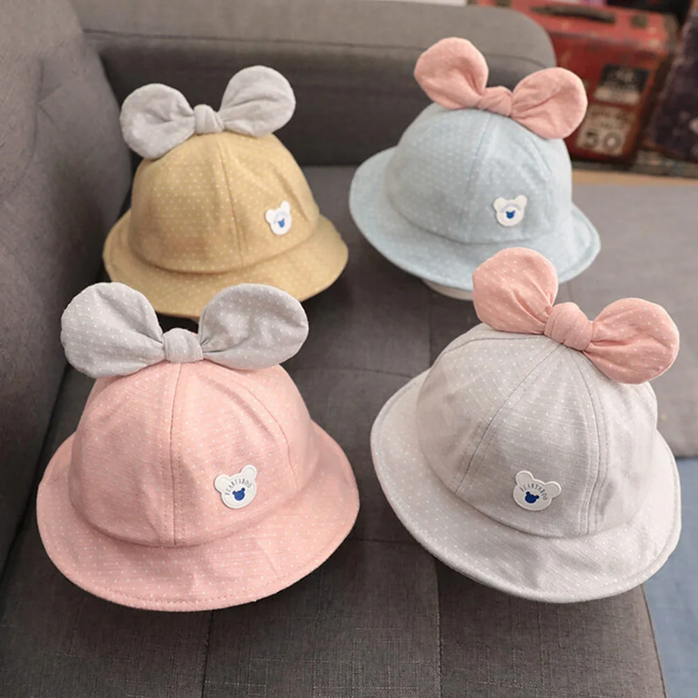 Baby Hat Summer Autumn Cotton Kids Bucket Cap 0-3 Years For Baby Girl Sweet Sun Hats Comfortable And Soft Panama Caps