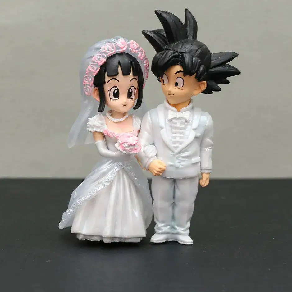 

9cm Dragon Ball Goku And Chi-Chi Figure New Marriage Resonance Action Figures Model Trendy Toy In-Vehicle Desktop Ornament Gift