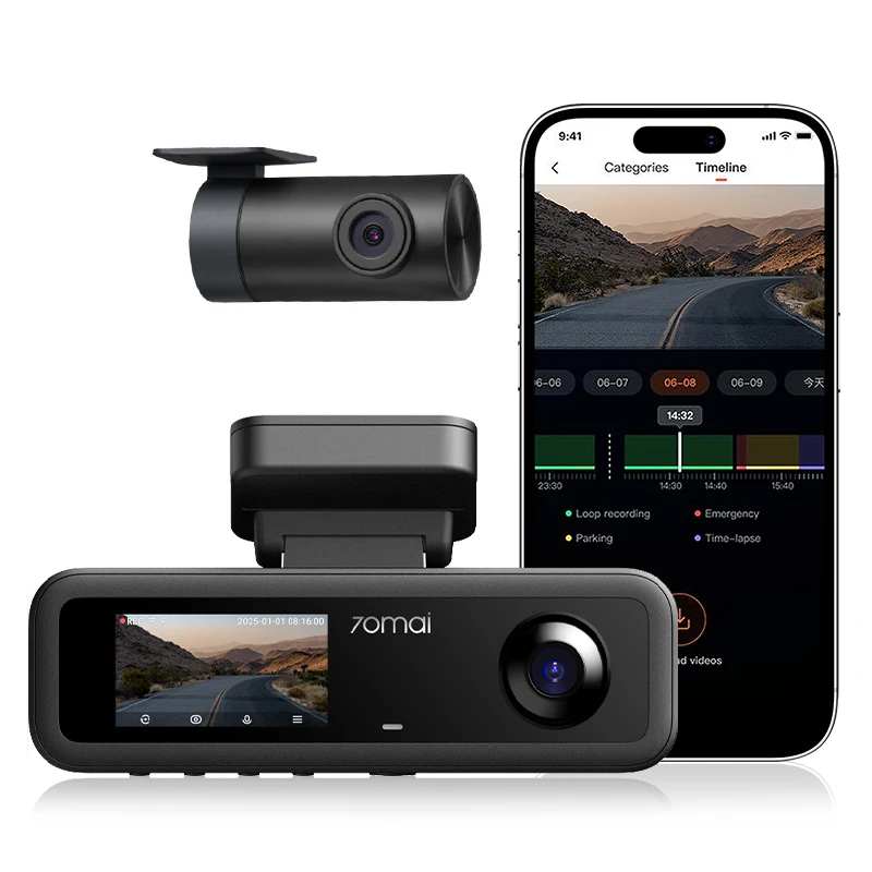 Видеорегистратор 70mai 4K T800E 2160P Dual 4K Triple View HDR Суперконденсатор Голосовое управление 70mai T800E Автомобильный видеорегистратор