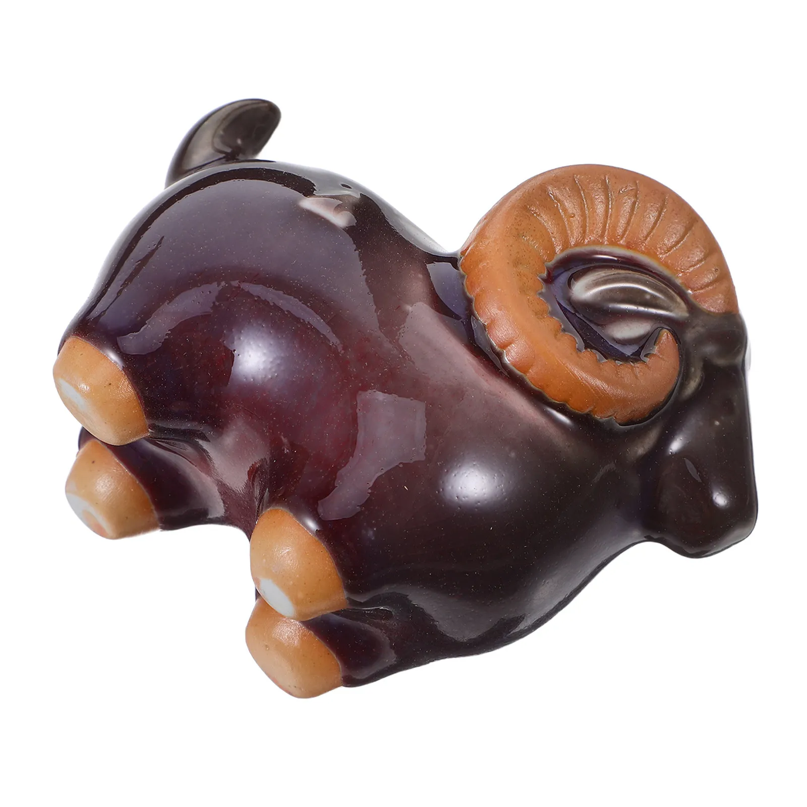 Ceramic Sheep Figurine For Tea Table Decorations Sheep Art Auspicious Figurine 2027 Zodiac Goat Sculpture Chinese Zodiac Ram