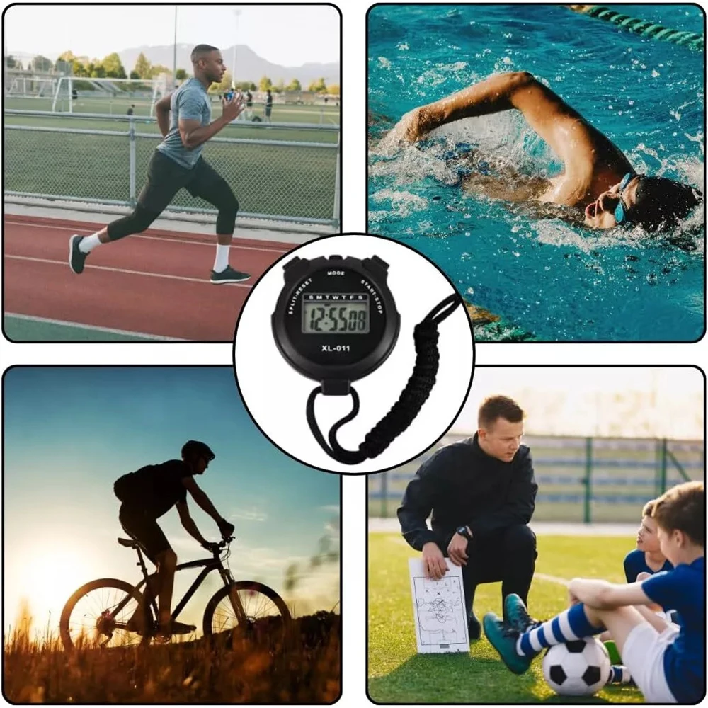متعددة الوظائف ساعة توقيت عداد يده الرياضة ساعة توقيت شاشة ديجيتال اللياقة البدنية الموقت الرسالة Draagbare