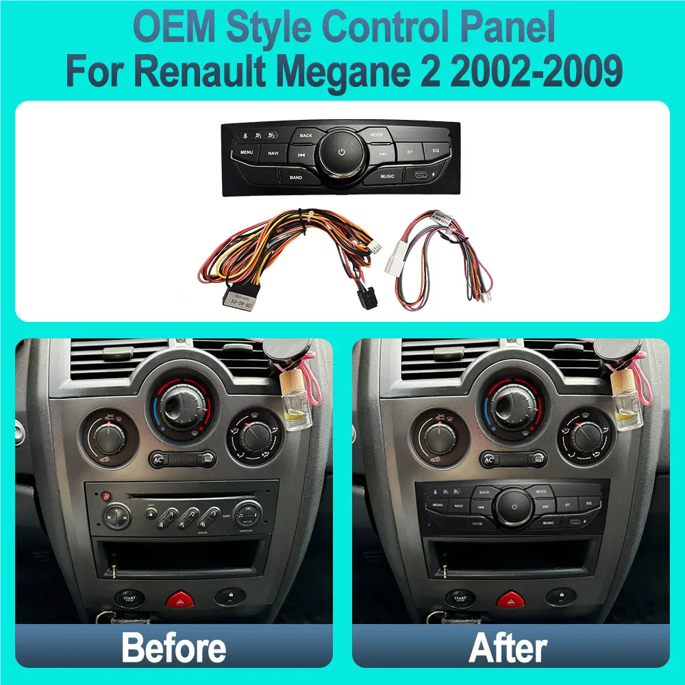 OEM Style Car Android Screen Control Panel For Renault Megane 2 2002-2009 To Android Screen Car Video Player