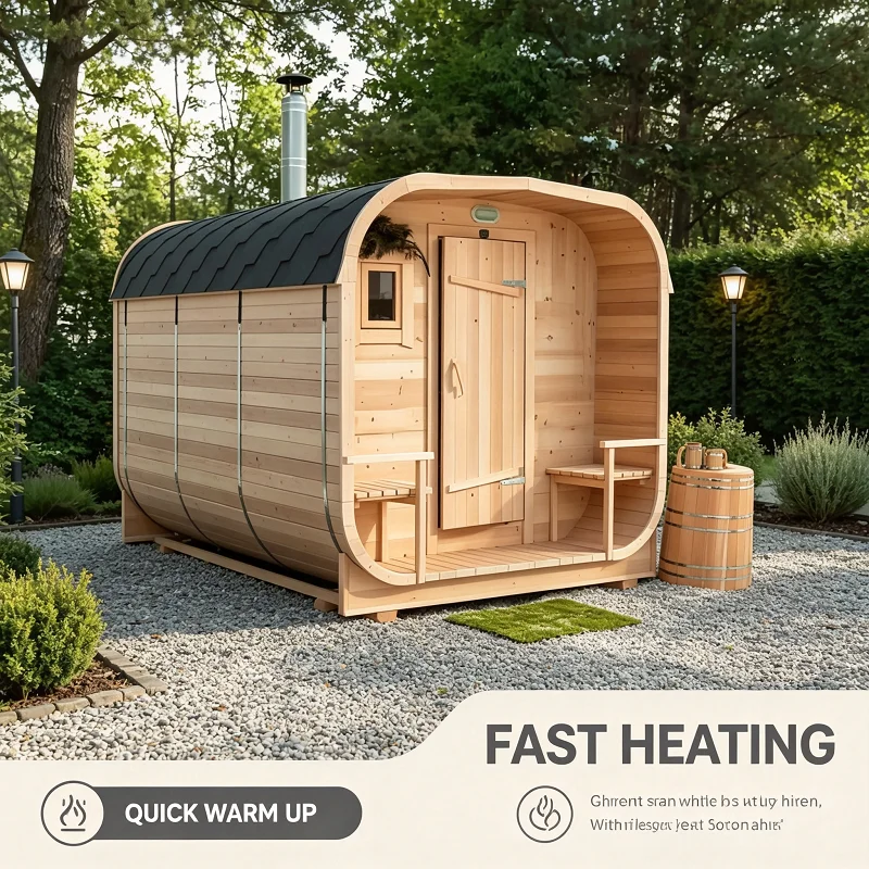 Cube Pod Outdoor Sauna Cabin, Modern Pod‑Style Dry Steam 4‑6 Person Full‑Size Glass for Residential Courtyard Spa