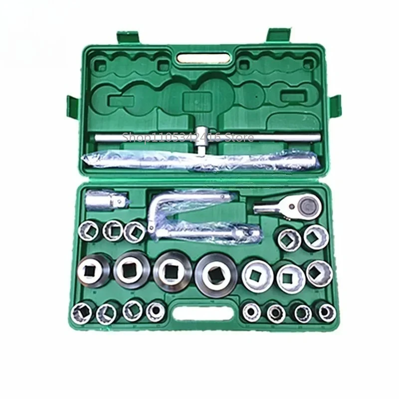 26PCS Heavy Duty Socket Wrench Set  Injector Tire Repair Tool Automotive Maintenance Tool Box for Diesel Engine