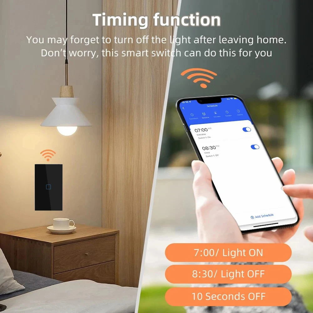LiwoKit Wifi Smart Switch EWelink App Bluetooth RF Alexa Google Voice Control with Neutral Wire Install Touch Light Switch