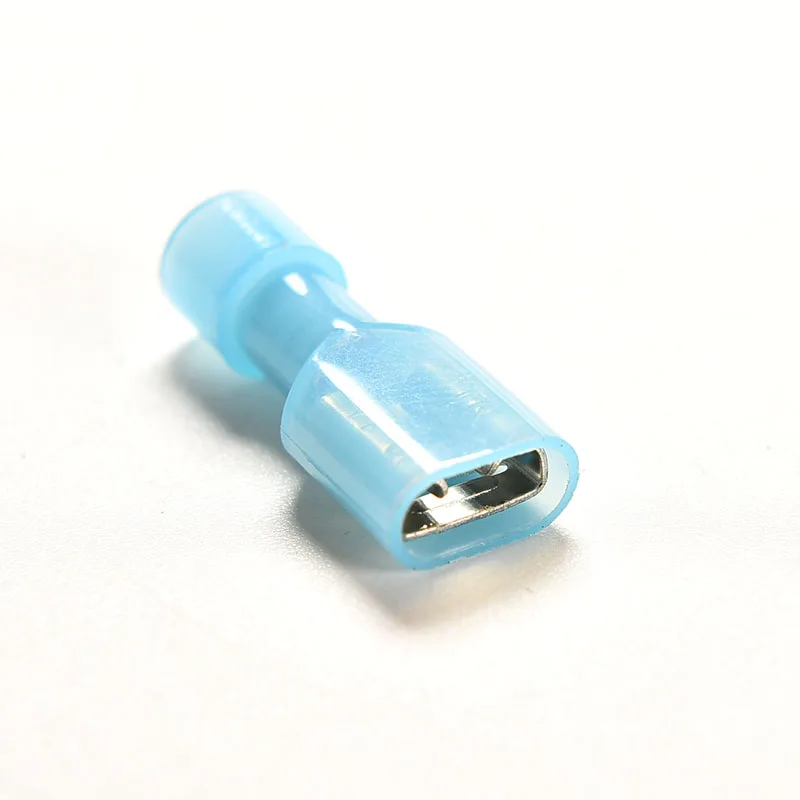 50 Stuks Blauw Volledig Geïsoleerd Nylon Vrouwelijke Spade Crimp Connector Terminals 16-14awg