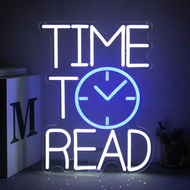 

Time To Read Neon Led Sign Wall Decor For Library Reading Corner Study Room Kid's Room Decoration Dimmable Letter Neon USB Lamp