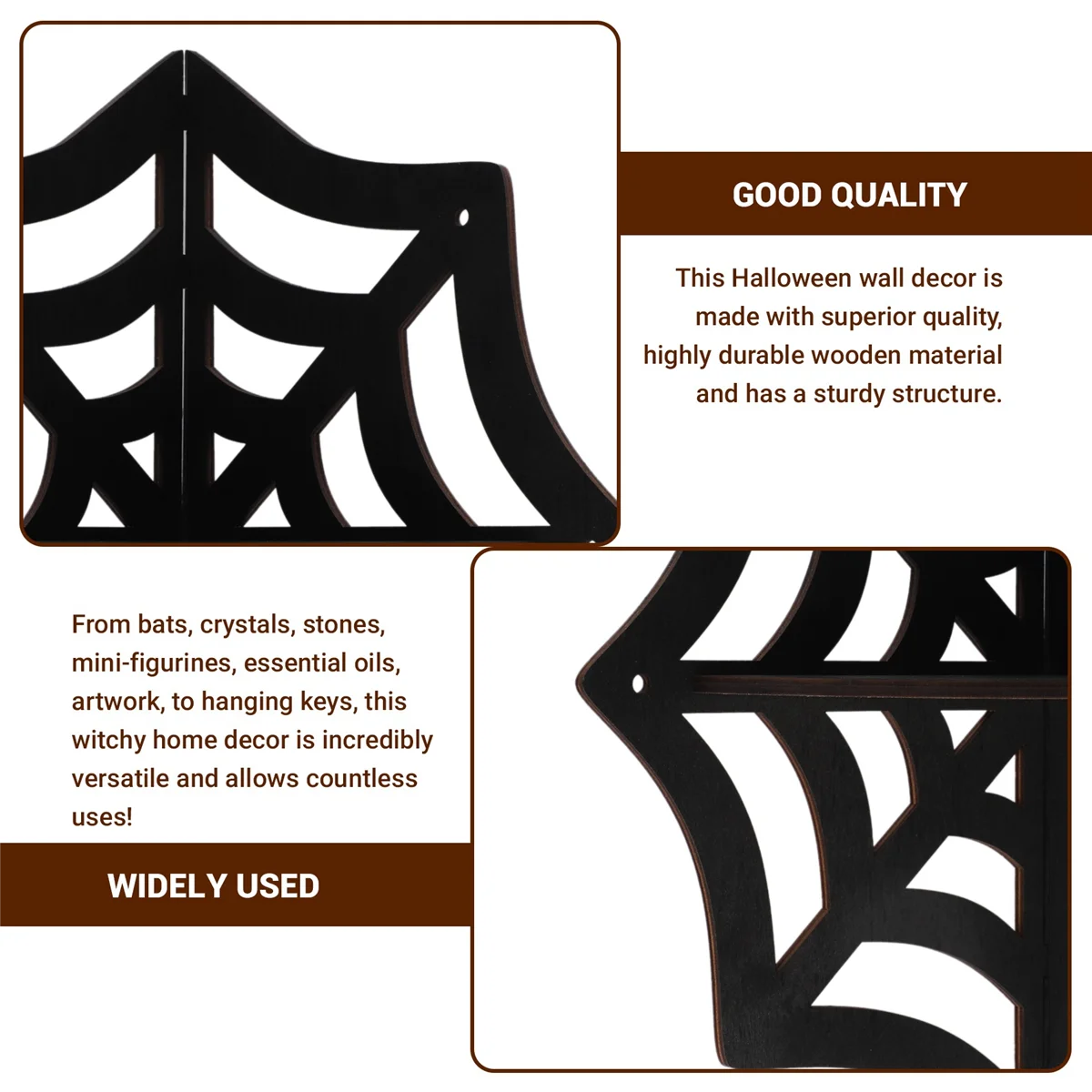 Spider Web Floating Corner Shelf Gothic Halloween Decoration Wall Hanging Shelf Crystal Display Shelf Home Wall Decor