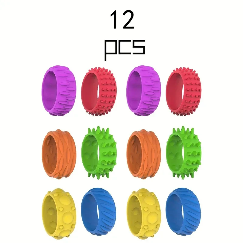 New Fidget Toys Children's Silicone Sensory Ring Silicone Decompression Toy Sensory Ring 12pcs