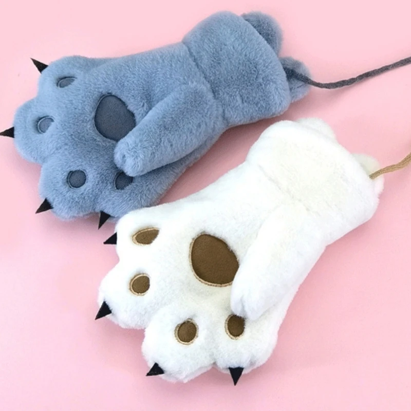 New Kawaii Kids Warm Cat Gloves Fashion Girls Cat Claw Paw Plush Mittens Soft Plush Short Fingerless full Finger Winter Gloves