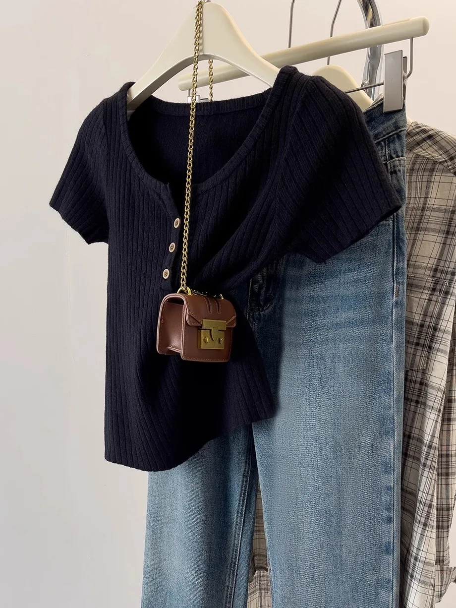 Ele V-Ne Ice Silk ort Sve تي شيرت المرأة الصيف رقيقة التخسيس اللون رداء علوي غير رسمي مريح للتنفس فضفاض صالح