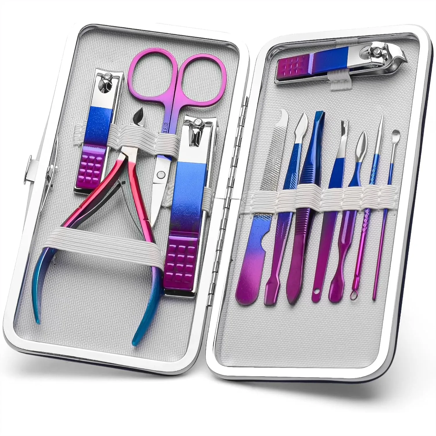 

12Pcs Manicure Set Nail Clippers Pedicure Kit for Men Women Professional Grooming Tools with Travel Case
