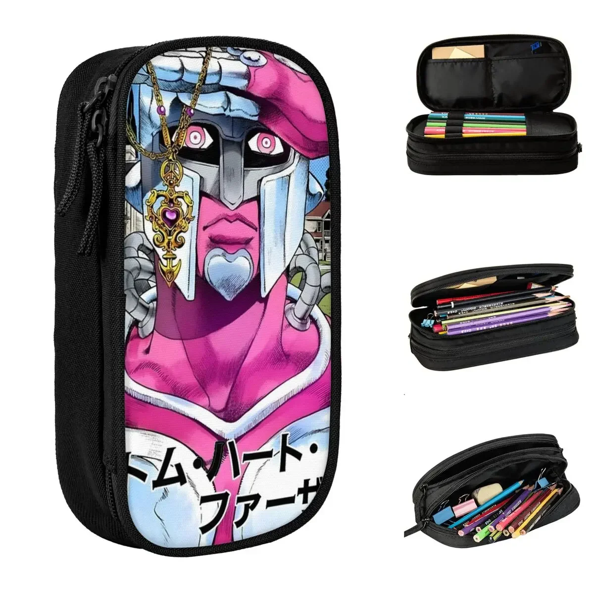 

JJBA аниме пенал Kujo Jotaro пеналы коробка для ручек для студентов большая сумка для хранения школьные принадлежности на молнии канцелярские принадлежности