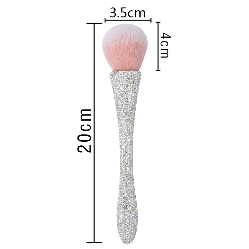 Pennello per trucco a vita piccola con diamante Pennello per cipria in polvere Pennello per fard per evidenziare