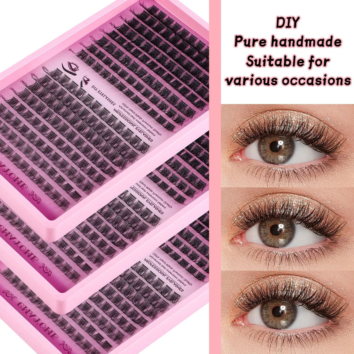 8-18mm European American Lash 192 Cluster C Curl False Eyelashes DIY Segmented Fake Eyelash Glue Set Fluffy Daily Makeup Supply