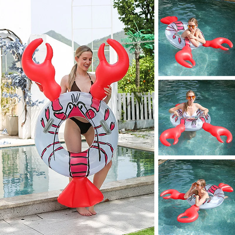 

Inflatable Lobster Swim Ring for Adults - PVC Cartoon Pool Float with Water Hammock Design Fun Summer Floating Toy for BeachPool