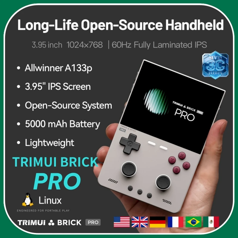 TRIMUI Brick Pro Retro Game Console Open Source Linux 3.95" IPS Screen Pocket Handheld Video Player Emulator GBA 5000mAh Battery