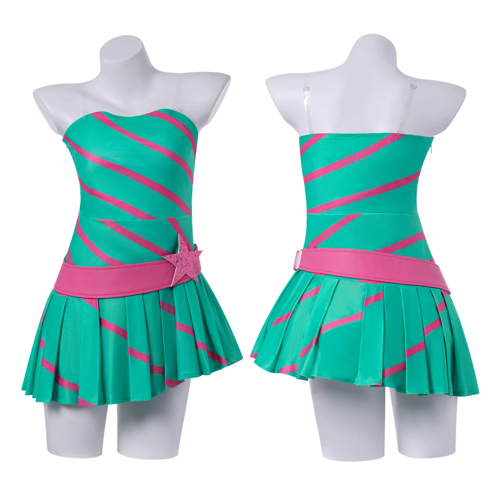 Winx Club Stella Cosplay Costume Anime Magical Fairy Party Green Dress Props Halloween Roleplay Outfit Woman Disguise view 2