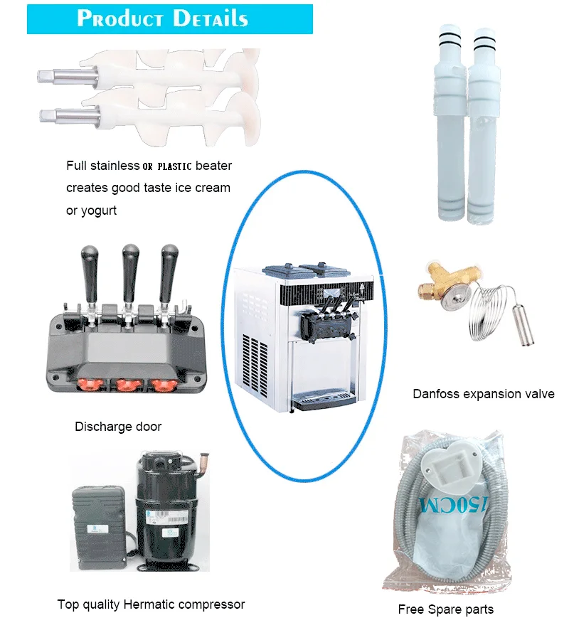 Ice Cream Maker 20-28L/h 3 Flavors Commercial Automated Table Top Yogurt Making Soft Serve Ice Cream Machine For Business Price