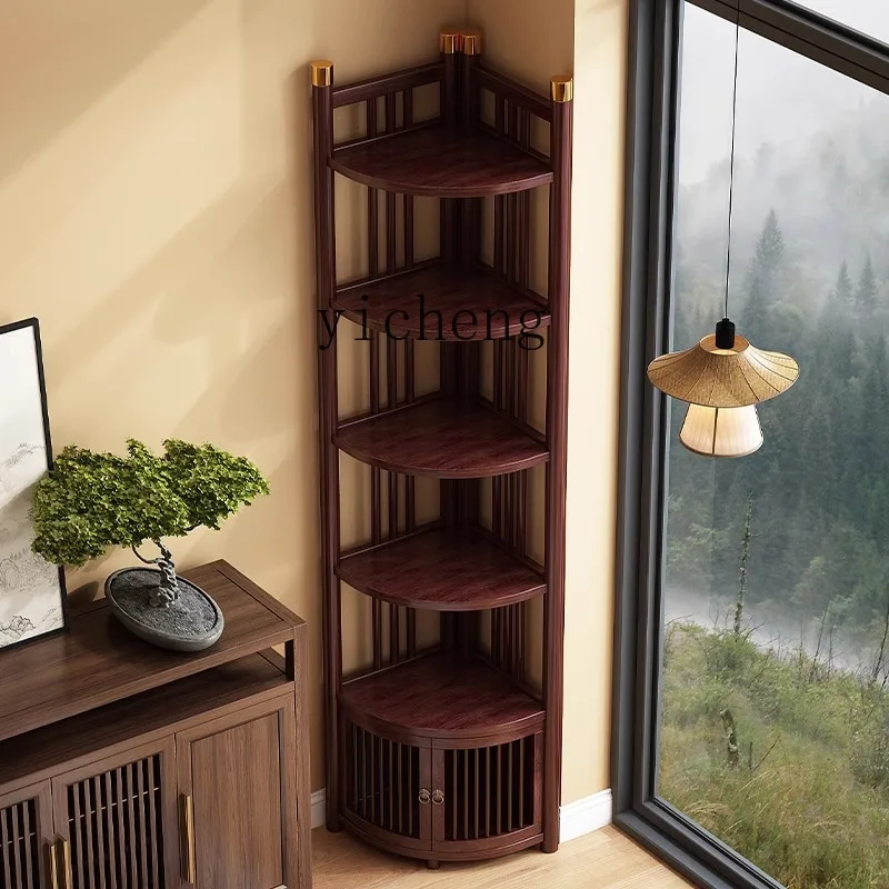 LYY  retro wind corner cabinet corner triangle household display cabinet new Chinese storage multi-layer storage rack