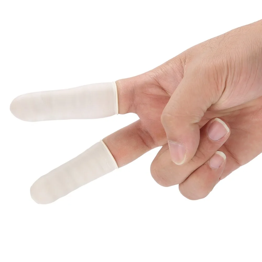 100Pcs Practical Emulsion Finger Cots White 2 * 2 * 0.2cm Fingertip Covers Finger Protectors Electronic Repair