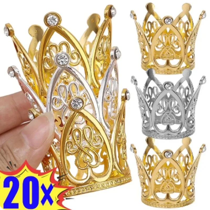 Mini Pearl Crown Cake Decoration Princess Topper Shiny Pearl Tiara Children Hair Ornament Wedding Birthday Party Cake Accessor