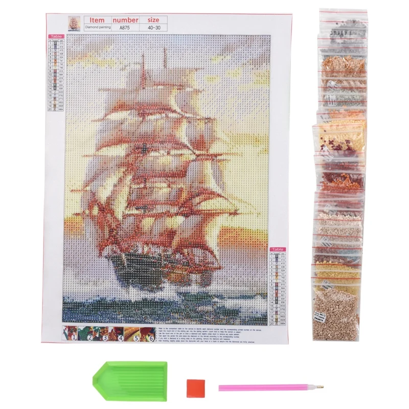 Hot 5D Diamond Embroidery Boat Landscape Handmade Diamond Painting Landscape Needlework Cross Stitch Home Decoration