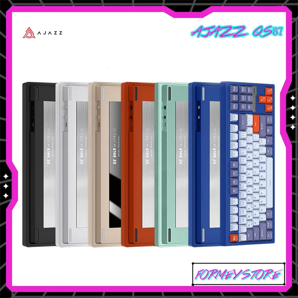 لوحة مفاتيح ميكانيكية AJAZZ QS87 Light Krypton 87 مفتاحًا ثلاثي الوضع RGB بلوتوث لاسلكيًا مخصصًا للوحة المفاتيح F13 مع شاشة