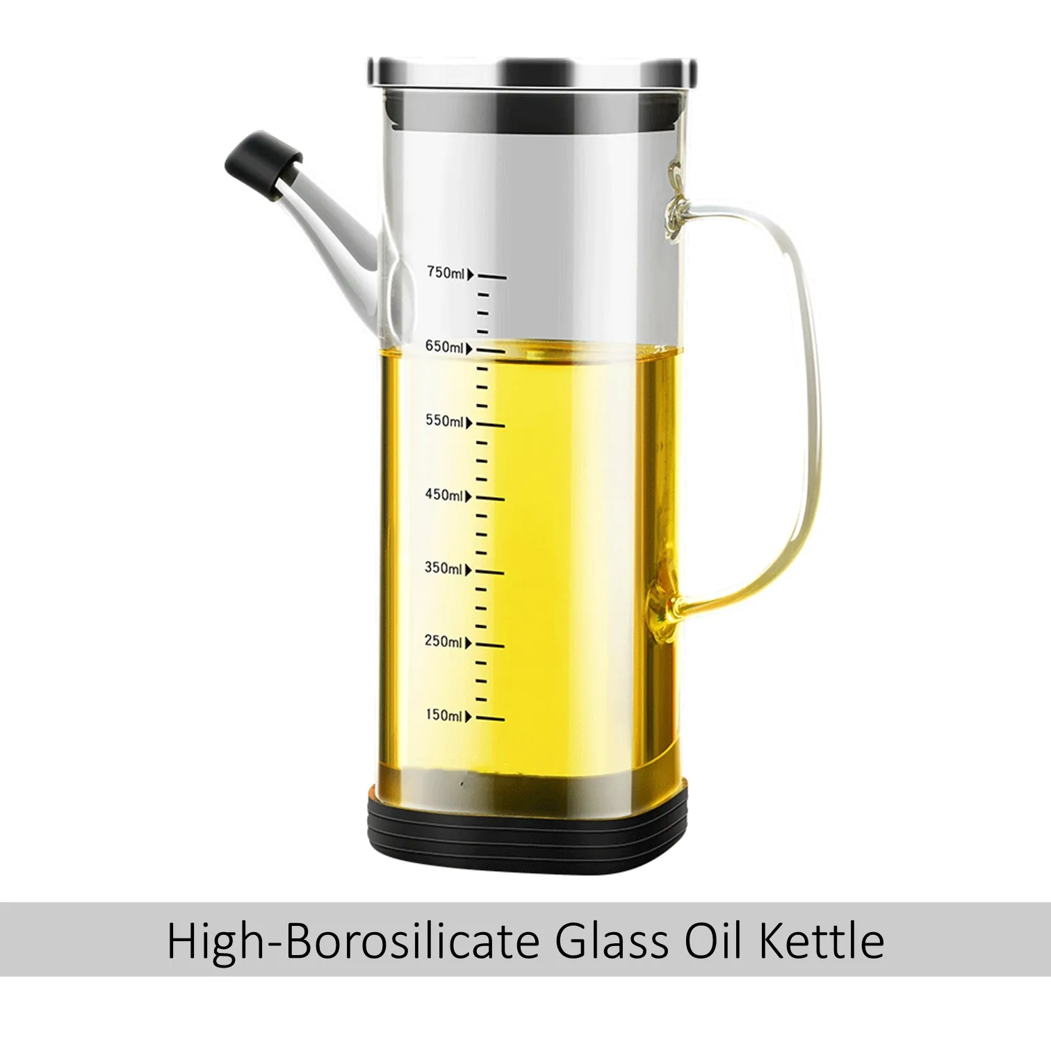 

LFGB Certificated High-borosilicate Glass Rectangle Oil Kettle Never Leak Bionic Eagle Peak Spout Oiler for Family Kitchen Tool