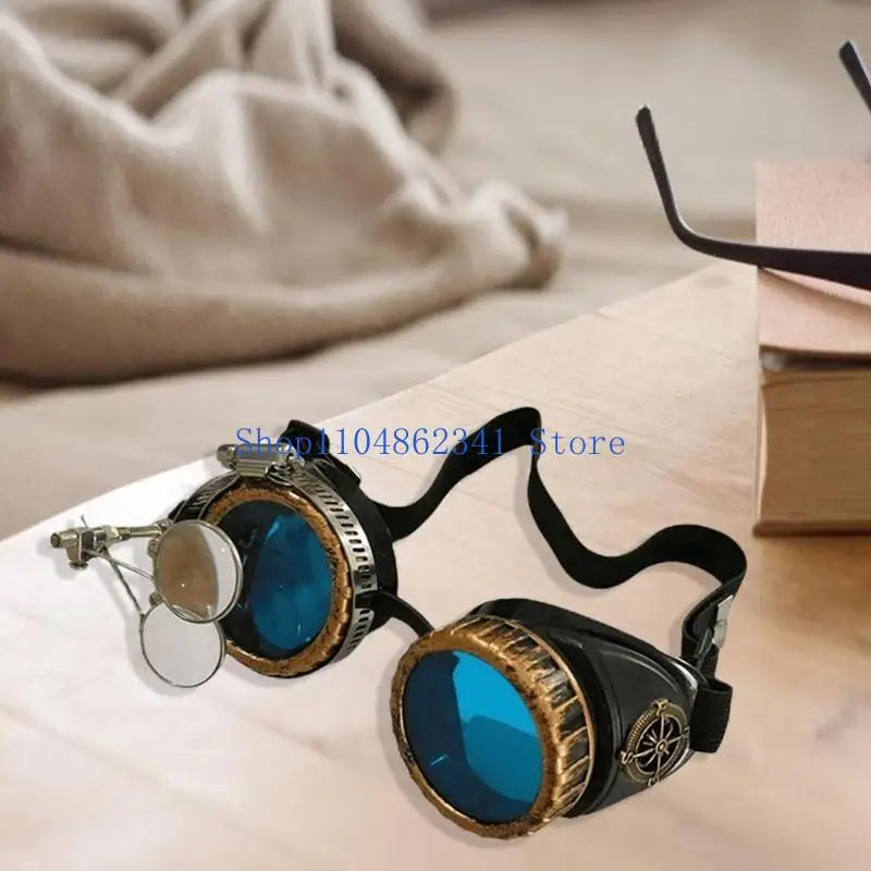 5asd Occhiali vintage Steampunk Occhiali Accessori per costumi Halloween per uomini Donne Occhiali da saldatura per feste