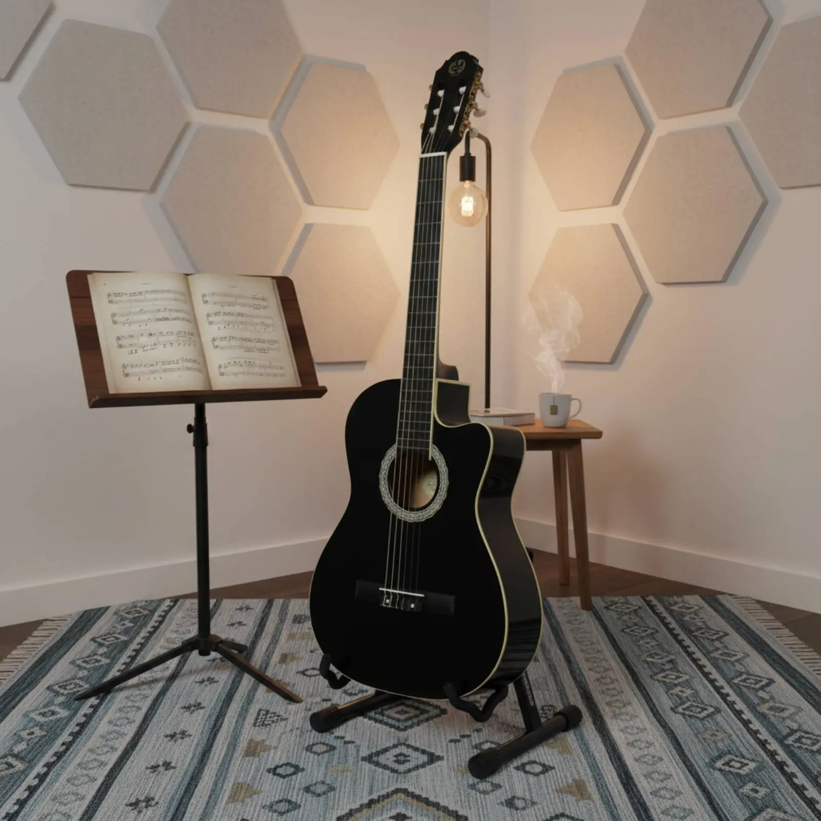 

Cutaway Classical Guitar Beginner Friendly 39 Inch Classical Guitar String Instrument Glossy Finish Full Size for Beginners